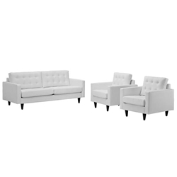 Empress Sofa and Armchairs Set of 3 - White 