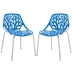 Stencil Dining Side Chair Plastic Set of 2 - Blue