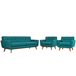 Engage Armchairs and Sofa Set of 3 - Teal 