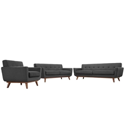 Engage Sofa Loveseat and Armchair Set of 3 - Gray 