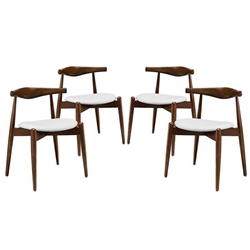 Stalwart Dining Side Chairs Set of 4 - Dark Walnut White 