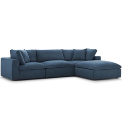 Commix Down Filled Overstuffed 4 Piece Sectional Sofa Set A - Azure 