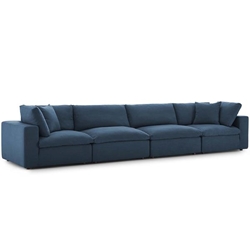 Commix Down Filled Overstuffed 4 Piece Sectional Sofa Set B - Azure 
