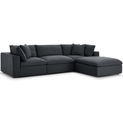Commix Down Filled Overstuffed 4 Piece Sectional Sofa Set A - Gray 