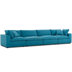 Commix Down Filled Overstuffed 4 Piece Sectional Sofa Set B - Teal 