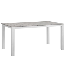 Maine 63" Outdoor Patio Dining Table - White Light Gray 