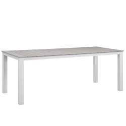 Maine 80" Outdoor Patio Dining Table - White Light Gray 