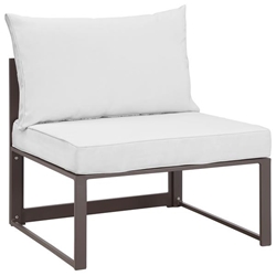 Fortuna Armless Outdoor Patio Chair - Brown White 