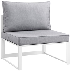Fortuna Armless Outdoor Patio Chair - White Gray 