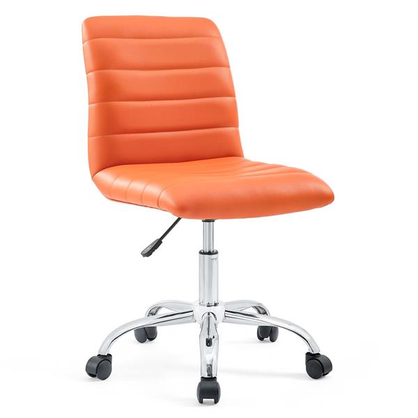 Ripple Armless Mid Back Vinyl Office Chair - Orange 