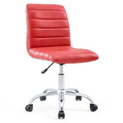 Ripple Armless Mid Back Vinyl Office Chair - Red 