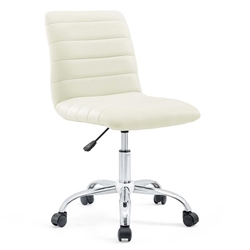 Ripple Armless Mid Back Vinyl Office Chair - White 
