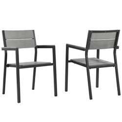 Maine Dining Armchair Outdoor Patio Set of 2 - Brown Gray 