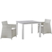 Junction 3 Piece Outdoor Patio Wicker Dining Set - Gray White - MOD1797