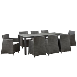 Junction 9 Piece Outdoor Patio Dining Set - Brown White 