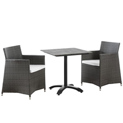 Junction 3 Piece Outdoor Patio Dining Set - Brown White 