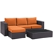 Convene 3 Piece Outdoor Patio Sofa Set B - Espresso Orange - MOD1831