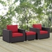 Convene 3 Piece Outdoor Patio Sofa Set A - Espresso Red - MOD1841