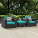 Convene 3 Piece Outdoor Patio Sofa Set C - Espresso Turquoise - MOD1847