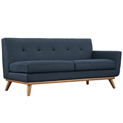 Engage Right-Arm Upholstered Fabric Loveseat - Azure 
