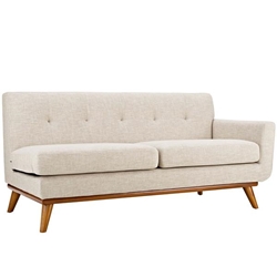 Engage Right-Arm Upholstered Fabric Loveseat - Beige 