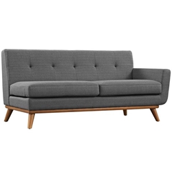 Engage Right-Arm Upholstered Fabric Loveseat - Gray 