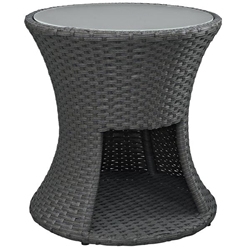 Sojourn Round Outdoor Patio Side Table - Chocolate 