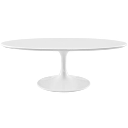 Lippa 48" Oval-Shaped Wood Top Coffee Table - White 