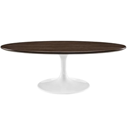 Lippa 48" Oval-Shaped Walnut Coffee Table - Walnut 