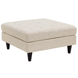 Empress Upholstered Fabric Large Ottoman - Beige 
