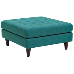 Empress Upholstered Fabric Large Ottoman - Teal 