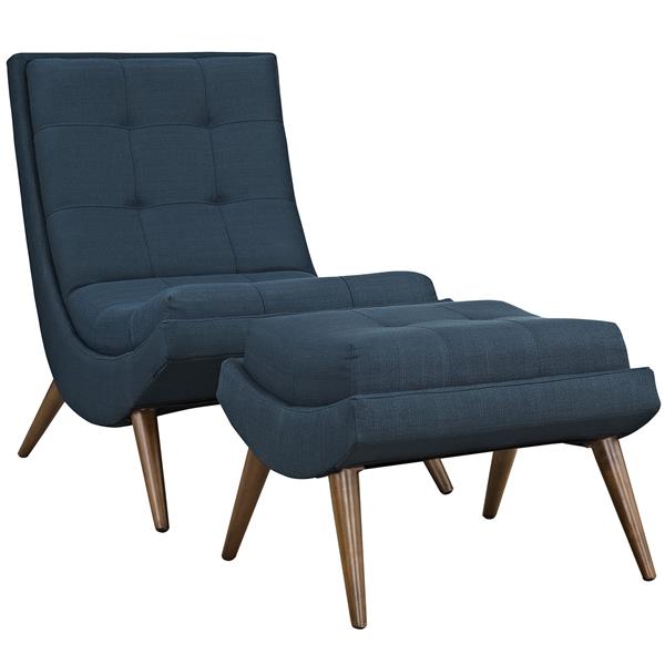 Ramp Upholstered Fabric Lounge Chair Set - Azure 