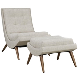 Ramp Upholstered Fabric Lounge Chair Set - Sand 