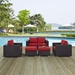 Convene 5 Piece Outdoor Patio Sofa Set - Espresso Red - MOD2475