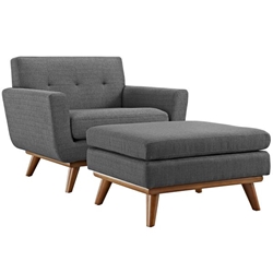 Engage 2 Piece Armchair and Ottoman - Gray 