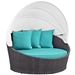Convene Canopy Outdoor Patio Daybed - Espresso Turquoise Style B - MOD2653