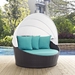 Convene Canopy Outdoor Patio Daybed - Espresso Turquoise Style B - MOD2653