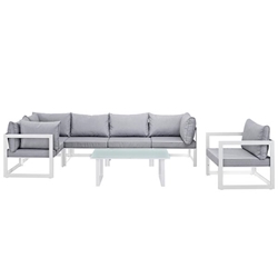 Fortuna 7 Piece Outdoor Patio Sectional Sofa Set B - White Gray 