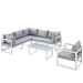 Fortuna 7 Piece Outdoor Patio Sectional Sofa Set B - White Gray - MOD2710
