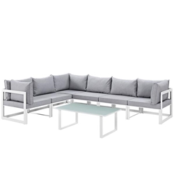 Fortuna 7 Piece Outdoor Patio Sectional Sofa Set C - White Gray 
