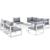 Fortuna 8 Piece Outdoor Patio Sectional Sofa Set A - White Gray