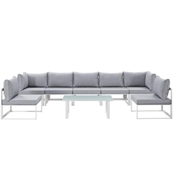 Fortuna 8 Piece Outdoor Patio Sectional Sofa Set C - White Gray 
