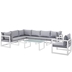 Fortuna 8 Piece Outdoor Patio Sectional Sofa Set E - White Gray