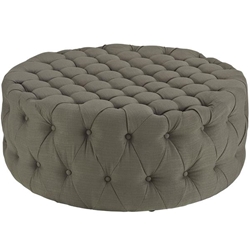 Amour Upholstered Fabric Ottoman - Granite 