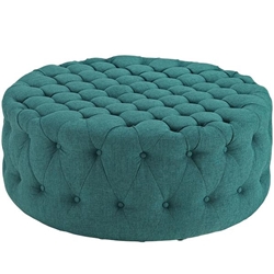 Amour Upholstered Fabric Ottoman - Teal 