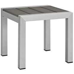 Shore Outdoor Patio Aluminum Side Table - Silver Gray 