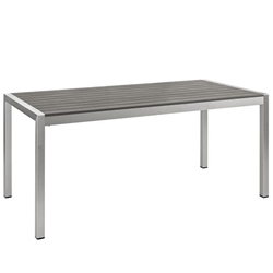 Shore Outdoor Patio Aluminum Dining Table - Silver Gray 