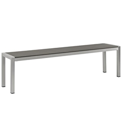 Shore Outdoor Patio Aluminum Bench - Silver Gray 