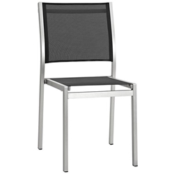 Shore Outdoor Patio Aluminum Side Chair - Silver Black 