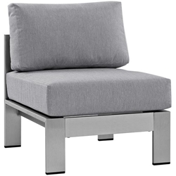 Shore Armless Outdoor Patio Aluminum Chair - Silver Gray 